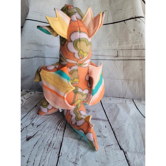 Dragon Stuffed Animal Plush 13in Tall Floral Pattern Possibly Handmade - Picture 5 of 9